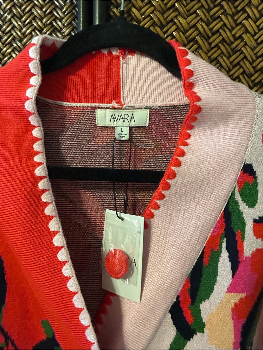 AVARA Vibrant Floral Pink & Red Women’s Cardigan Sweater by - Picture 2 of 6